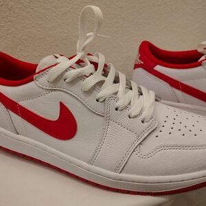 Jordan Men's White and Red Low-Top Sneakers